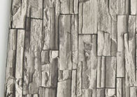 Papel de parede removível à moda do efeito do tijolo do falso 3D com teste padrão de pedra cinzento para a sala de visitas