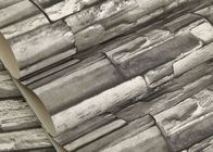 Papel de parede removível à moda do efeito do tijolo do falso 3D com teste padrão de pedra cinzento para a sala de visitas