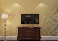 Papel de parede floral do quarto do país do teste padrão da folha de ouro impermeável para os interiores home