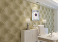 Papel de parede de couro branco-amarelado, PVC moderno removível do papel de parede do vinil