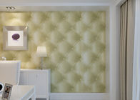 Papel de parede de couro branco-amarelado, PVC moderno removível do papel de parede do vinil