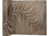 Teste padrão gravado da folha de Brown do vinil da mobília para a casa papel de parede lavável