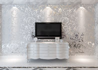 papel de parede moderno europeu do cinza de prata do projeto 3D para o fundo da tevê dos quartos