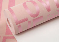 Papel de parede não tecido amigável Eco- com o papel de parede inglês das letras, o cor-de-rosa e branco modelada