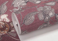 Papel de parede inspirado asiático impermeável com teste padrão floral gravado, rolo 0.53*10m/