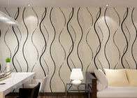 Papel de parede removível moderno do PVC da sala de jantar com impressão preta da onda