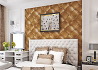 papel de parede lavável do vinil do efeito 3D, papel de parede de couro dourado luxuoso do teste padrão