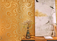 Papel de parede contemporâneo removível feito sob encomenda da sala de visitas com projeto dourado da curva