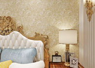 Luz retro do PVC - papel de parede floral amarelo do teste padrão com gravado para quartos