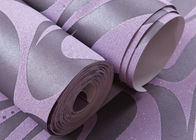Modern Wall Covering , Purple Geometric Removable Wallpaper For Bedding Room