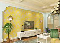 Papel de parede não tecido amarelo moderno da cor lavável para a sala de visitas, tamanho personalizado