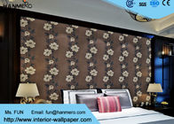 Papel de parede interior floral com materiais não tecidos, cor da decoração da casa de Brown