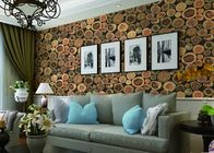 Chinese Style Embossed 3D Home Room Decoration Wallpaper For Saloon / TV Background