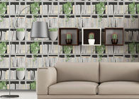 Plantas verdes e livros que imprimem em casa o estilo conciso moderno do papel de parede 3D para a cafetaria