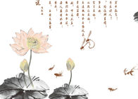 Chinese Style Lotus Animal Pattern Contemporary Wall Covering For Room / Restaurant Decoration