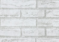 Tijolo branco cinzento da cor que imprime o estilo moderno do papel de parede autoadesivo para a sala de visitas