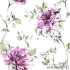 Chinese 0.53*10M/Roll Suede Wallpaper with Big Pink Flowers Pattern Decoration Foaming