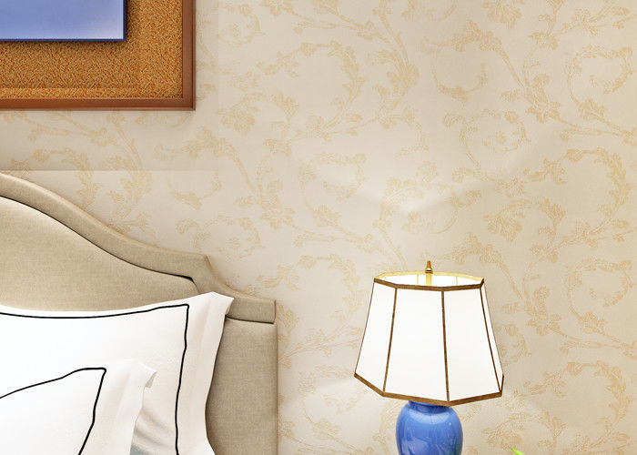 Beige European Country Style Wallpaper with Non - Woven Paper , Bedroom Wall Covering