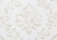 Papel de parede lavável do vinil da sala de visitas, papel de parede branco do teste padrão do damasco
