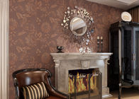 Papel de parede lavável do vinil do teste padrão floral de Brown com estilo rústico gravado