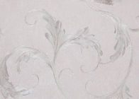 Papel de parede gravado decorativo do estilo country do vinil com teste padrão cinzento da folha, padrão de CSA