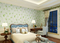 O papel de parede asiático do estilo do quarto do hotel respirável com verde branco sae do teste padrão