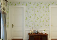 O papel de parede asiático do estilo do quarto do hotel respirável com verde branco sae do teste padrão