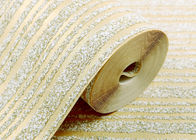 Papel de parede listrado do quarto removível moderno dourado e cinzento do papel de parede da partícula do arenito