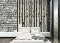 Papel de parede da casa 3d da árvore de vidoeiro cinzento/nenhuma isolação térmica tóxica do papel de parede da sala de visitas