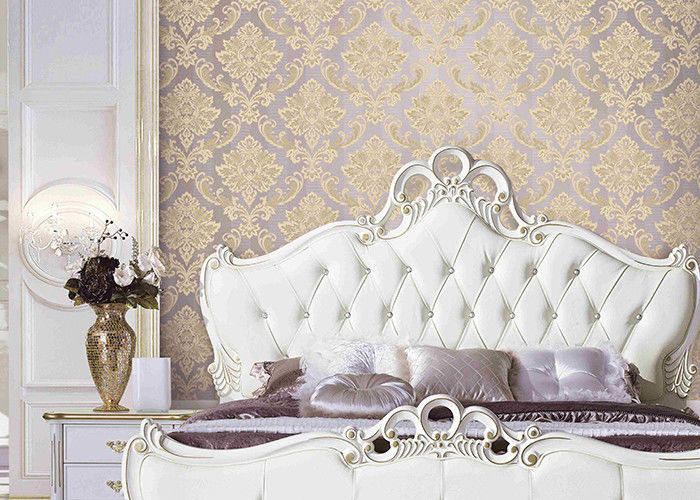 Coberta de parede europeia do efeito do papel de parede 3D do estilo do damasco clássico para a cama/sala de visitas